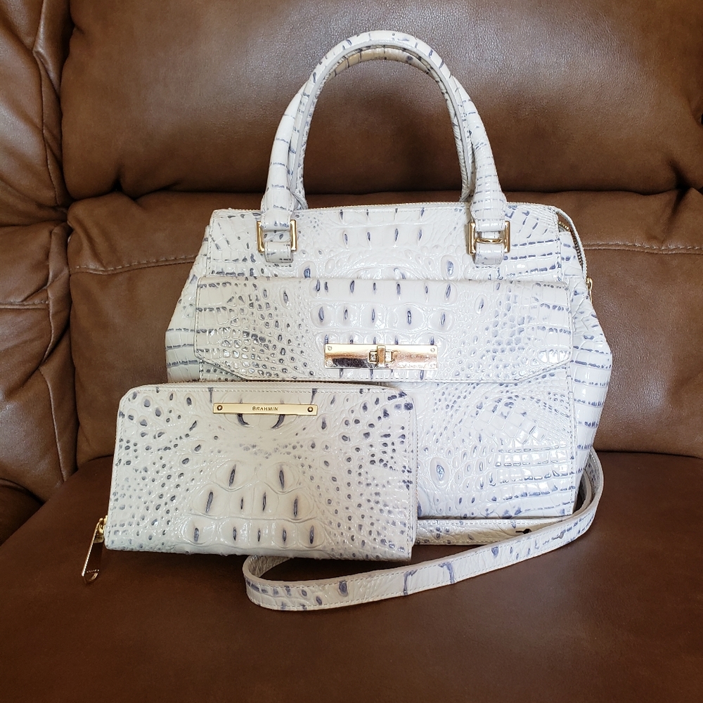 Brahmin Malia stonewash Melborne satchel/wallet